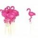 12 Fuchsia Glitter Flamingo Cupcake Toppers - Summer Cupcake Toppers, Summer Birthday, Tropical Party, Flamingo Party Decor