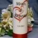 Unity Candle With Tapers Heart Design Personalized - Your choice of color