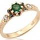 18K Gold Emerald Engagement Ring, Emerald Jewelry, Emerald Birthstone Ring, Emerald Engagement Ring
