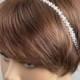 Chevron Swarovski Crystal and Pearl Bridal Headband - Wedding, Preppy, Minimalist, Simple - More Colors Available