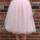 Claire Soft Blush Pink Tulle Skirt - Below Knee Midi