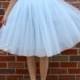 Clarisa Blue Gray Tulle Skirt - Regular Midi