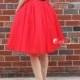 Clarisa Red Tulle Skirt - Regular Midi