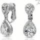 Clip On Bridal Earrings Teardrop Bride Earrings Wedding Jewelry Cubic Zirconia Wedding Earrings White Crystal Bridesmaid Gift CZ Earrings