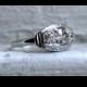 Vintage 14K White Gold Diamond Ring Three Stone Engagement Ring - 1.10ct.