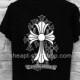 2016 Short Sleeves Chrome Hearts Black T-Shirt with Leather Cross [Chrome Hearts T-shirt] - $138.00 : T shirt 