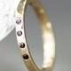 Gold and Diamond Wedding Band -  Black Diamond Ring  2mm Wide - 14k Yellow Gold Ring