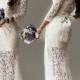 White lace evening dress, Wedding party long dress, Bridesmaid dress.