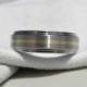 Titanium Ring or Wedding Band with Solid Yellow Gold Stripe Brushed Finish