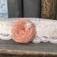Lace Wedding Garter, Peach Flower Garter, Lace Bridal Garter with Peach Silk Rose & Pearl Detail - Ivory, White, or Off-White Lace