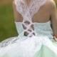 Mint lace corset top flower girl dress/ Wedding flower girl dress/ Flower girl lace dress