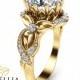 14K Gold Diamond Engagement Ring Oval Diamond Ring Unique Enngagment Ring