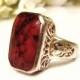 Art Deco Style Red Jasper Silver Filigree Ring Vintage Sterling Silver Jewelry Size 5.5!