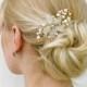 Floral Wedding Hair Comb,gold leaf hair comb,Bridal Headpiece , pearl hair comb, Wedding Hair Accessories