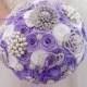 BROOCH BOUQUET in lavender and white colors, jewled with silver brooches, can be used for bride or bridesmaids. Custom colors