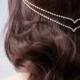 Head chain - Crystal Hair Jewellery - Wedding accessory - Gold Hair Chain - modern Bridal Hair Accessory