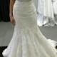 Scalloped lace mermaid wedding dress with sweetheart neck