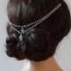 1920s  wedding Headpiece - Bohemian, headchain  style Bridal Accessory - Great Gatsby Headpiece - crystal bun accessory
