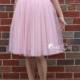 Corinne Gray Pink Tulle Skirt - Below Knee Midi