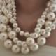 Huge Pearl Necklace,  pearl Bold Bridal necklace, Ivory Pearl Necklace, Necklace for  Brides, Bridesmaids