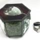 Victorian Hexagon Beveled Glass Jewlery Box with Heart on the Lid, Ring Bearer Pillow Alternative, Ring Bearer Box