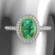 Emerald Engagement Ring with Diamonds in Two Tone Gold, May Birthstone, Chatham Emerald (available in white, rose, yellow gold and platinum)