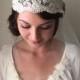 Bridal Juliet cap and detachable veil Alencon lace Swarovski crystal jewel embellishments hand made - EVANGELINE