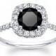 Ladies 14kt white gold cushion top 1ct Round Brilliant Black diamond engagement ring 0.40 ctw G-VS2 quality diamonds