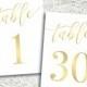 Printable Gold Wedding Table Numbers 1 - 30 