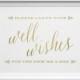 Wedding Signs, Guest Book Sign, Well Wishes Sign, Script Matte Gold and White Wedding Reception Sign, Well Wishes for the Mr and Mrs, WS1G
