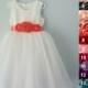 First communion dress - WHITE, Wedding Flower Girl Dress, First birthday Dress, Dress For Children Toddler Kids Teen Girls, 16 sash colors