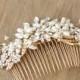 Gold or Silver Freshwater pearl and rhinestone Bridal Hair Comb