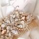 Rose Gold Crystal Bridal Comb- Rose Gold Crystal and Pearl Hair Comb- Swarovski- One-of-a-Kind Hand-Beaded