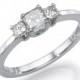 Princess Cut Diamond Engagement Ring, Three Stone Ring, 18K White Gold Ring, 0.5 CT Diamond Ring, 3 Stone Ring