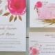 Hot Pink Wedding Invitation - Bright Pink - Pink & Gold - Modern Wedding Invitation Set - Invites Set - Bright Invitation