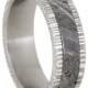 Damascus Ring with Meteorite Inlay over Stainless Steel Sleeve, Personalized Custom Band