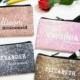personalized cosmetic bag, bridesmaid gift, bridesmaid makeup bag, gold, silver, pink, rose gold