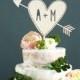 Custom Wedding Cake Topper With Initials - Heart with Arrow
