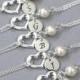 CUSTOM COLOR Silver Heart Bracelet, Personalized Sterling Silver Heart Bridesmaid Gift Bracelet, Bridesmaid Bracelet, Bridesmaid Jewelry