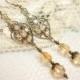 Antique gold earrings, Champagne crystal bridal earrings, Wedding jewelry, Swarovski crystal earrings, Chandelier earrings, Long earrings