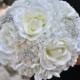 Jeweled Crystal Rose Bouquet - Wedding Bouquet - Bridal Bouquet - Brooch Bouquet