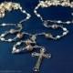 Lazo Wedding Rosary Lasso Laso Custom Made to Order White Pewter Wedding Cake Beads Unbreakable Wire Wrapped
