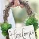 Flower Girl Basket Succulents Grapevines Rustic Chic Wedding Here Comes The Bride Sign  (Item Number MMHDSR10011 )