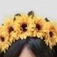 Sunflower Headband - Day of Dead Sunflower Headpiece, Sunflower Headband, Dia de Los Muertos, Frida Crown, Sunflowers, Sunflower Headband