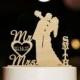 Personalized Mr and Mrs Last Name Cake Topper-Rustic Weding Cake Topper-Silhouette Bride and Groom Kiss Cake Topper with Date Cake Topper