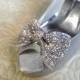 Handmade 1 pair rhinestone bows shoe clips,or hair bows,bridal shoe clips,women shoe clips