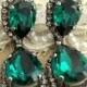 Emerald Chandelier Earrings,Emerald Statement Earrings,Emerald Bridal Chandelier,Silver Emerald Earrings,Emerald Swarovski  Earrings