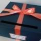Wedding Card Box Navy with Coral You Can Customize Colors Large 14 inch Box with ribbon and tag