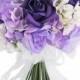 Hydrangea Rose Purple Lavender Hand Tie Medium - Silk Bridal Wedding Bouquet