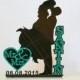 Dazzling Unique Wedding Cake Topper Silhouette with in Glitter, Glam, Bling - FREE Keepsake Display Base - Acrylic Cake Topper [CT18wg]